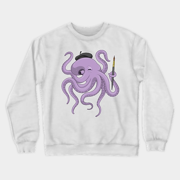 Octopus Painter Paint brush Crewneck Sweatshirt by Markus Schnabel